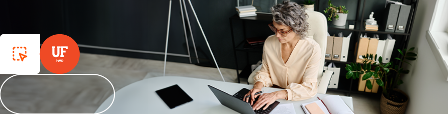 Writing on her computer about CySA+ certification